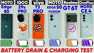 vivo T3 Pro vs iQOO Z9s Pro vs Edge 50 vs Edge 50 Fusion vs realme GT 6T vs Nord CE 4 BATTERY DRAIN