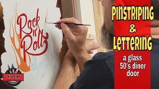 Pinstriping And Painting A Design On A Glass Diner Door