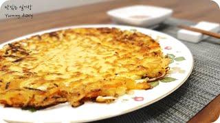 정말 간단한 부침개, 양배추전과 숙주전이 하나로 : 비오는날 막걸리 안주 : cabbage & bean sprouts pancake