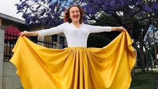 Gold-yellow satin skirt. Ameynra fashion. Sofia Goldberg