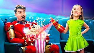 Superheroes vs Fake Superheroes! Sneaking Into the Movies Challenge!