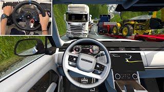 Range Rover Sport SE through Dangerous Roads - Euro Truck Simulator 2 | Steering Wheel Gameplay