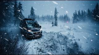 Surviving BLIZZARD! Caught in Heavy Snowstorm without Winter Gear – Cozy Van Life Solo Camping