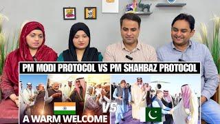 PM Modi Protocol Vs PM Shahbaz Protocol | Indi Vs Pak PM's Protocol In Arab Countries | Reaction!