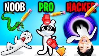 LANKYBOX Playing DRAW HERO 3D!? (NOOB vs PRO vs HACKER *ALL LEVELS!*)