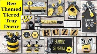 DIY HIGH END BUDGET BEE TIERED TRAY | DOLLAR TREE DIY | BUMBLEBEES | SPRING DECOR DIY