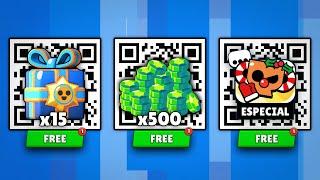 FREE!  x15 RANDOM GIFTS  NEW TROPHY PIN QR CODE | BRAWL STAR QR CODE 2024 | BRAWL STARS NEW UPDATE