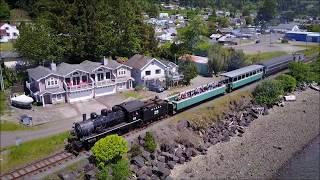 Aerial view of Mcloud River Railroad #25 steam locomotive 6/4/2017