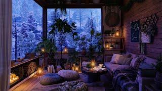 Cozy Winter Ambience for Sleep ️Snow Storm and Fireplace Sounds for Sleep and Deep Relaxation