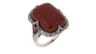 Jade of Yesteryear CushionCut Red Jade, Rhodolite and CZ...