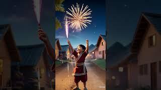 "Pure Joy: A Village Kid's First Sky Shot Firework Celebration!  #FestivalVibes #VillageLife"