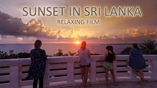 Sunset In Sri Lanka. Unawatuna. Rumassala, Japanese Peace Pagoda. Piano Music. Relaxation Film.