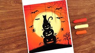 Oil Pastel Halloween Drawing for beginners | Oil Pastel Drawing Halloween