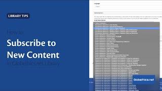 How to subscribe to new content in the Globethics Library