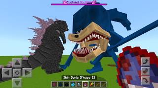 Every Shin Sonic vs Evolved Godzilla Mod ADDON UPDATE in MINECRAFT PE