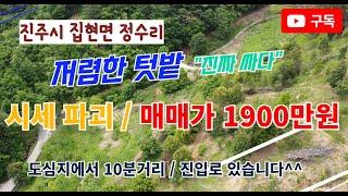 매매가 1900만원, 시세 파괴하는 아주 저렴한 촌땅, 텃밭, 진주시 집현면 정수리에 위치한 299평 너무 싼 땅 하나 소개합니다.