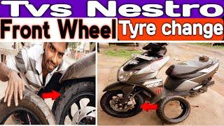 Tvs Nestro Front Wheel Tyre changeing Process | Bholenath Auto Repairing Shop