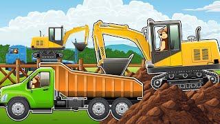 Farm Construction: Excavator and Dump Truck Build Deep Hole | Farmer at Work | Vehicles Farm