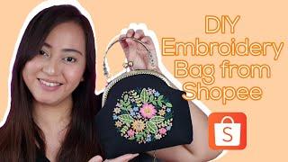 TRIED THE DIY EMBROIDERY BAG FROM SHOPEE | EMBROIDERY FOR BEGINNERS