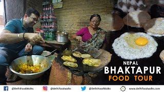 NEPAL BHAKTAPUR Food Tour- NEWARI Breakfast + Taas + Bara Wo + JuJu Dhau + Choila + Tho Local Beer