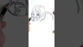 Continuous line drawing: woman with monkey #shorts #timelapse