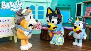 BLUEY - Bandit Goes Back to School Episode  | Pretend Play with Bluey Toys | Bunya Toy Town