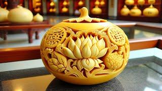 Carving A Wild Gourd Into An Exquisite Handicraft, It’S Amazing#craftsman #carving #engraving