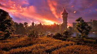 Enchanting Spring Sunset Ambience Experience: Journey to Wizard's Tower by the Lake ‍️