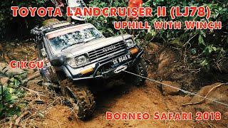 Toyota Landcruiser II (LJ78) uphill with Winch ( In Slow Motion ) Borneo Safari 2018