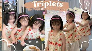 ثلاثة توائم صينيين the cutest chinese triplets new vlog/Chinese triplets sweatest moments with dad