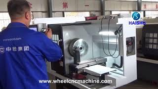 Wheel repair lathe with diamond cutter cutting wheel lathe