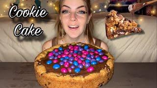 CHOCOLATE M&M COOKIE CAKE MUKBANG! (Vegan) (No Talking)