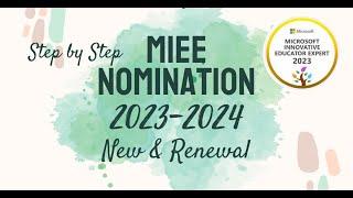 Microsoft Innovative Educator Expert | MIEE self nomination 2023-24