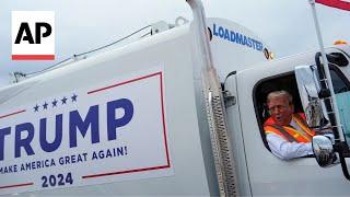 Donald Trump boards garbage truck to draw attention to Biden's remark