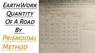 EarthWork Quantity Of A Road By Using Prismoidal Method @CivilConstruction