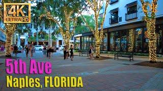 [4K] 5th Avenue in Downtown Naples Florida USA 2022 Walking Tour before the Hurricane Ian