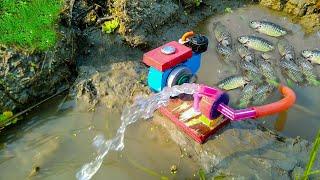 Fishing Exciting, Use A Mini Water Pump, Catch Many Of Fish In Paddy Field