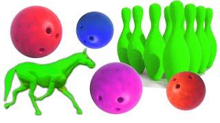 Horses Bowling Ball Fun - Learn Colors and Numbers For Children