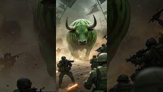 Watermelon Bull come to save hi baby #ai #cow  #shorts