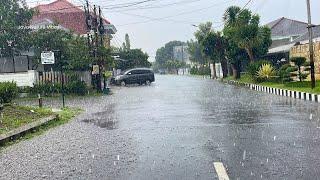 Walking Through the Suburbs in Beautiful Heavy Rain | Perfect Ambience for Relaxation and Rest.