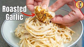 Easy spaghetti with garlic and cream