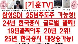 [주식투자]삼성SDI (25년주도주 가능성!24년 한국증시 글로벌 꼴찌!19년꼴찌이후 20년 2위!25년 한국증시 대상승가능!)