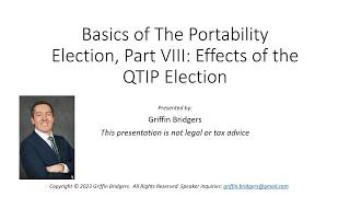 Basics of the Portability Election, Part VIII: Effects of the QTIP Election