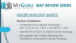 MyGuru Tutoring - Miller Analogies Test (MAT) Pivot Process for Analogies