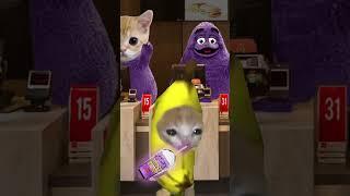 BANANA CAT - GRIMACE SHAKE  (Save the Banana Cat! ️) #grimaceshake #bananacat #shorts