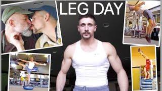 Leg workout-Backflip-handstand on 4 bosu balls. (Vlog Feb-3-1)