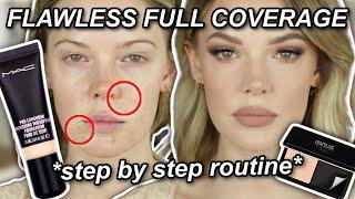 FLAWLESS FULL COVERAGE FOUNDATION ROUTINE *dry and sensitive skin friendly* // @ImMalloryBrooke