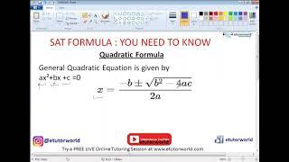 SAT Quadratic Equation - Watch & Hack by eTutorWorld