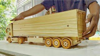 CONTAINER TRAILER VOLVO FH WOODEN TRUCK (Part2) WOODWORKING