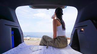 [246] Solo car camping with trailblazer in front of the sea. | Vlog